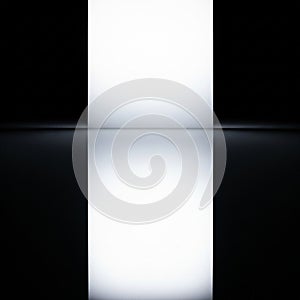 The light is reflected symmetrically on a glossy surface, creating