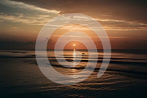 Light reflection on sea surface, tranquil beach scene, serene