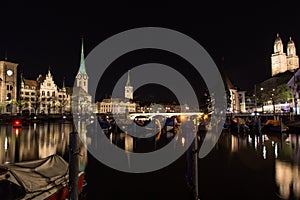 Light and reflection from Zurich buy night