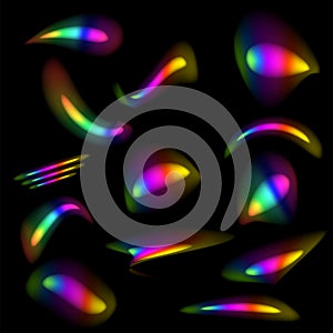 Light Refractions. Rainbow Sunlight Effect. Golographic Rays. Crystal Light Effects. Gem Stone. Bright Reflection Flare.