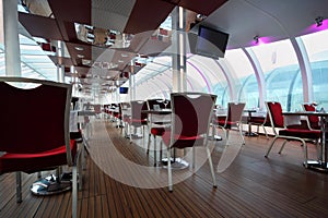 Light restaurant on board of ship