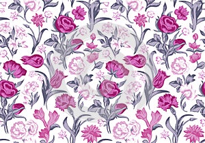 Light romantic seamless vector vintage floral pattern.