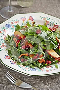 Light salad with fruit and mushrooms