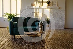 Light scandy interior in comfortable modern studio