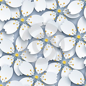 Light seamless background with white sakura