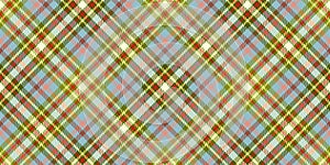 Light seamless diagonal pattern of tartan ornament for textile texture with soft blue and green threads on yellow background