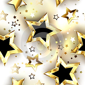 Light seamless with gold stars on white background