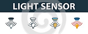 Light Sensor icon set. Premium symbol in different styles from sensors icons collection. Creative light sensor icon filled,