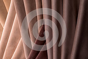 Light Set Sail Champagne and brown colors velour textile samples.