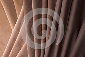 Light Set Sail Champagne and brown colors velour textile samples.