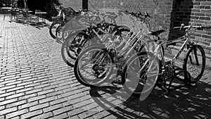 Light and shadow of the bicycle parking lot in old town