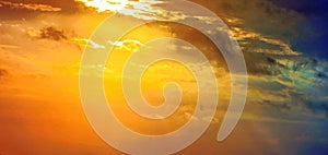 Light shaft sunset at the beach