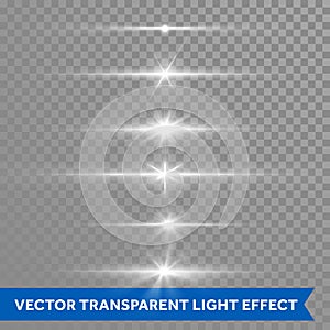 Light shine effect or starlight lens flare vector isolated icons transparent background
