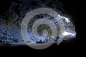 Light Shining Inside Lava Tube Cave