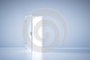 La luce brillante aprire porta. iscrizione 