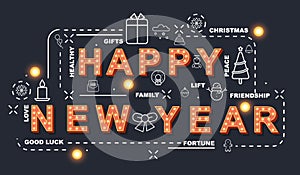 Light Sign For Happy New Year