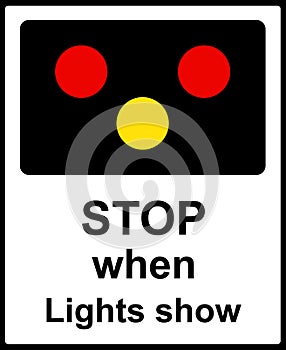 Light signals ahead at level crossing, bridge or airfield