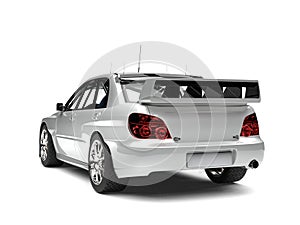 Light silver modern touring car - tail view