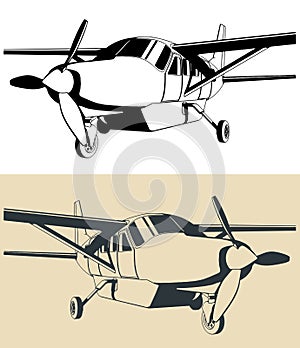 Light single-engine turboprop aircraft close-up