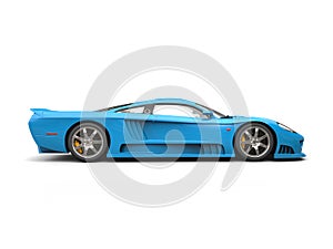 Light sky blue modern super race car - side view