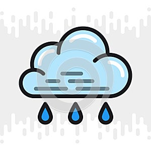 Light or small rain or drizzle icon for weather forecast application or widget. Cloud with raindrops. Color version on