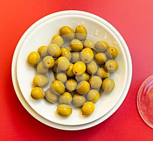 Light snack - bowl with pickled green olives