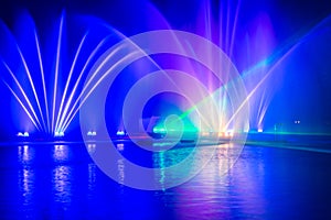 Light and sound show on the zeller lake at zell am see in Austria....IMAGE