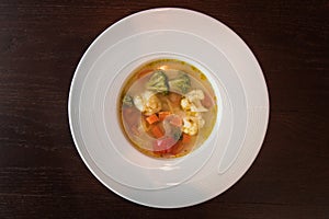 Light soup of fresh vegetables