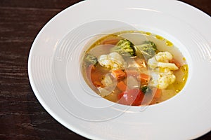 Light soup of fresh vegetables