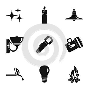 Light source icon set, simple style