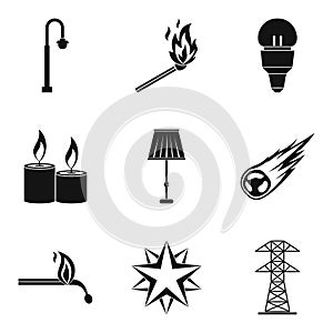 Light source icons set, simple style