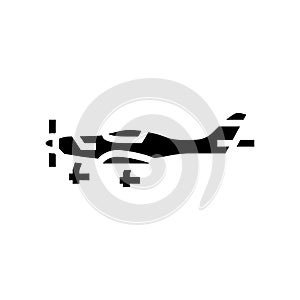 light sport airplane aircraft glyph icon vector illustration