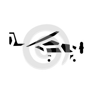 light sport airplane aircraft glyph icon vector illustration