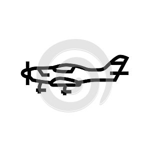light sport airplane aircraft line icon vector illustration