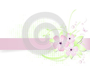 Light spring flower background with banner