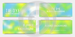 Light spring rectangular horizontal banners. Blurred backgrounds in Tie dye style