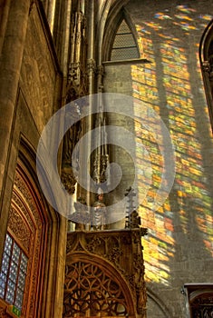 Light from stainglass window on wall