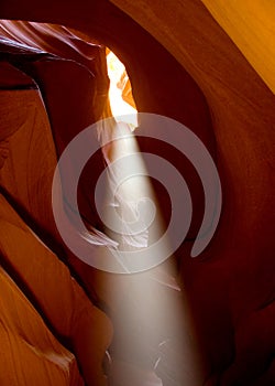 Light streaming in from the top of Upper Antelope Canyon