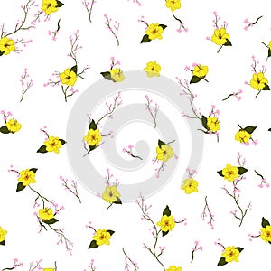 Light Summer fresh Blossom yellow Floral pattern in the bloomin