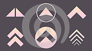 Light sunset gradient swipe up arrows set icon. Digital pointer logo sign button symbol collection. EPS 10 modern simple vector