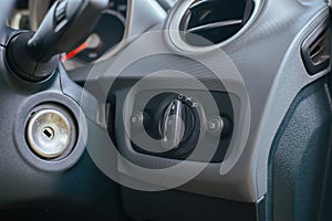 Light switch in car,close up