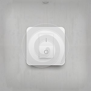 Light switch on concrete wall background. Vector