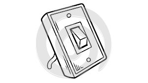 Light switch on the wall sketch. On off button vector line art. vector design Generative AI