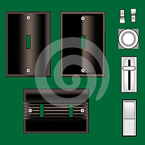 Light switches and faceplate in vector black