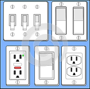 Light switches and plug-ins.