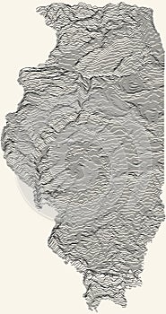 Light topographic map of Illinois, USA