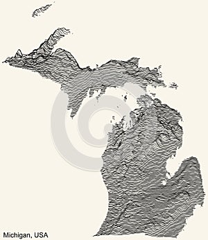 Light topographic map of Michigan, USA