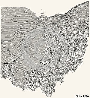 Light topographic map of Ohio, USA