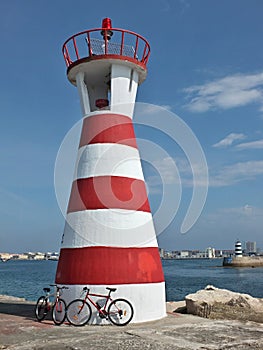 Light tower at the harbour entrance in Peniche, Centro - Portugal