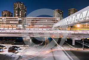 Light traces on traffic junctions photo